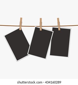 Retro photo frame isolated on white background. Realistic vector illustration