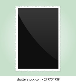 Retro Photo Frame   On green Background. Vector illustration