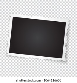 Retro photo frame. Realistic vector object with figured edges. Template photo design on a transparent background.