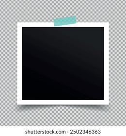 Retro-Fotorahmen mit klebendem Band auf transparentem Hintergrund. Vektorgrafik