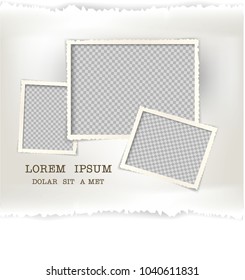 retro photo frame vector design, Torn paper is a picture frame isolated of transparency.