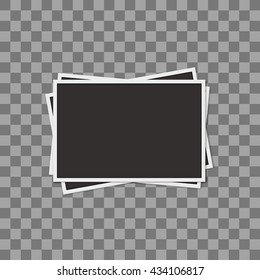 Retro photo frames isolated on transparent background. Realistic vector illustration