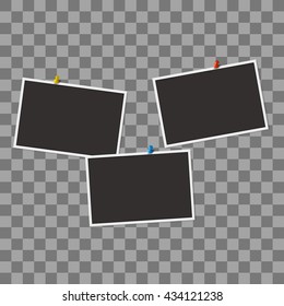 Retro photo frames isolated on transparent background. Realistic vector illustration