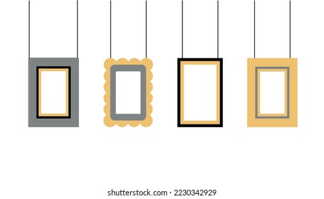 Retro photo frames on isolated background. A set of various color photographs. Photo frames template for nostalgia scrapbook. Vector illustration.