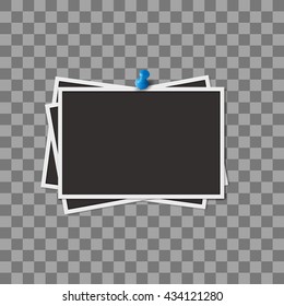 Retro photo frames with pit isolated on transparent background. Realistic vector illustration