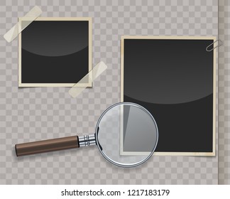 Retro photo frames with transparent shadows