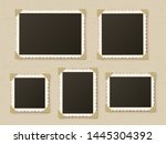 Retro photo frames. Vintage paper picture frame template for nostalgia scrapbook. Retro photos borders in album corners, vector layout, stylish concept framing isolated foto set