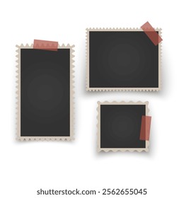 Retro photo frames Vintage paper picture frame Realistic blank photo card frame Vector Format