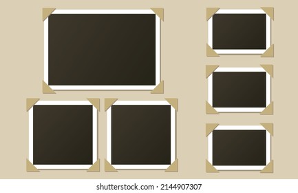 Retro photo frames. Vintage scrapbook template. Retro photography. Vector illustration