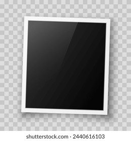 Retro photo frames with white margins and glare on a transparent background. Vintage paper photo for a keepsake album. Decorative banner for websites. Vector illustration.