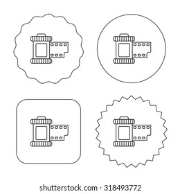 Retro photo icon. Camera roll sign. Flat circle, star and emblem buttons. Labels design. Vector