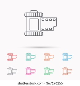 Retro photo icon. Camera roll sign. Linear icons on white background.