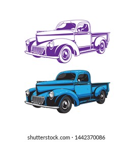 retro pickup car vector illustration