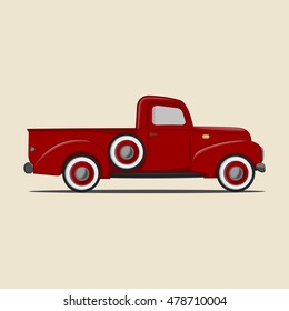 Retro pickup truck. Vector Illustration