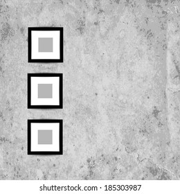 Retro picture frames on grunge wall for your design