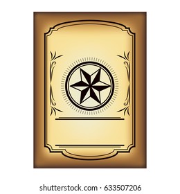 Retro piece of paper with star icon.Old vintage card label and cardboard theme. Isolated design. Vector illustration