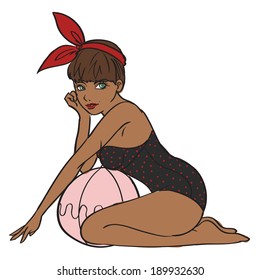 retro pin up posing in a bathing suit
