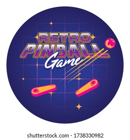 Retro Pinball Game Vintage Retro Vector Badge Emblem Logo  for Banner, Poster, Flyer, Website, Social Media