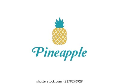 Retro Pineapple Logo Icon In Teal Color