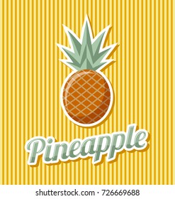 Retro pineapple with title on striped background