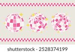 Retro pink disco ball set