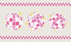 Retro pink disco ball set