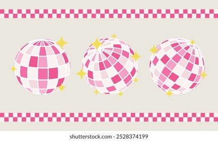 Retro rosa Disco Ball Set