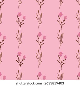 Floral rosa retrô no caramelo quente Brown outono vetor sem emenda padrão