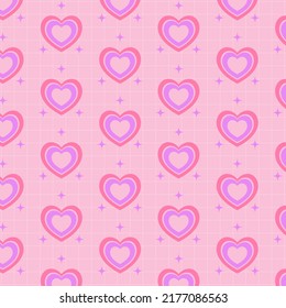 Fondo psicodélico de color rosa retro. Estética del corazón rosado. Nostalgia de los años 1980-1990.