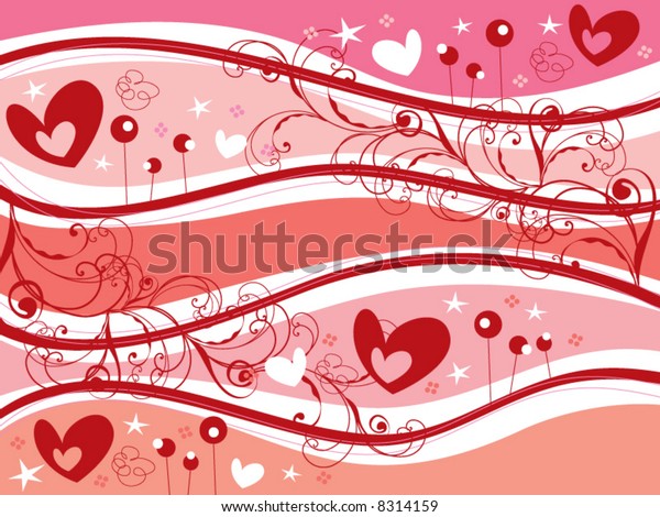 Retro Pink Hearts Swirls Valentine Vector Stock Vector Royalty Free 8314159 1313