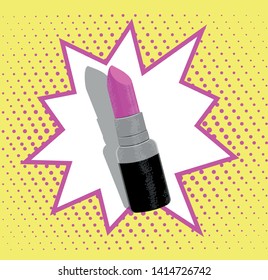 Retro  pink lipsticks . Flat multicolored lipsticks vector. Makeup. Pop art.