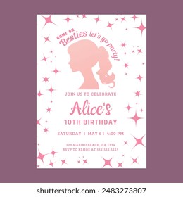 Retro Pink Malibu Party Invitation