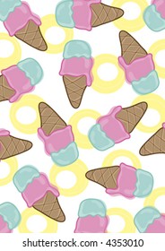 retro pink and mint ice creams (vector) - illustrated background