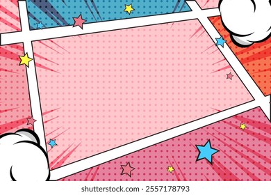 Retro pink pop art comic style background