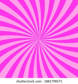 Retro pink rays spiral, great design for any purposes. Cartoon wallpaper. Hypnosis effect. Stock image.