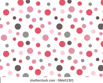 Retro Pink Red Grey Polka dot Background Pattern