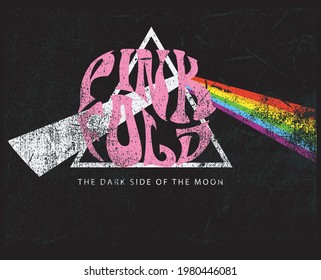 Retro pink slogan with rainbow illustration for t shirt print, sticker or other uses.