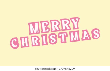 Retro pink “Merry Christmas” typography on a soft pastel background. Festive holiday text design perfect for greeting cards, seasonal graphics, posters, and cheerful Christmas-themed artwork.