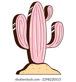 Retro pink vector cactus. Summer vibes.