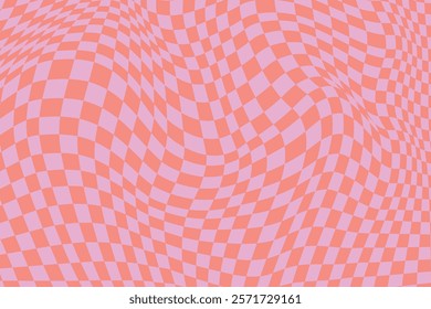 Retro pink wave checkered vector background. Illusion retro Graphic pink checkered pattern background vector. Retro illusion graphic pink wave checkered abstract background vector.