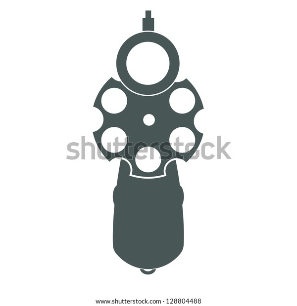 銃のシンボルイラストとしてのレトロなピストルシルエット正面図 のベクター画像素材 ロイヤリティフリー 144