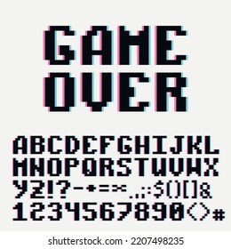 Retro-Pixel-Alphabet groß auf Weiß