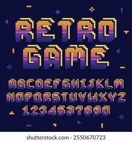 Retro pixel art alphabet design