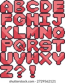 Conjunto de alfabeto retro del arte del pixel: iconos de fuente audaz de 8 bits para los títulos del juego y el diseño digital