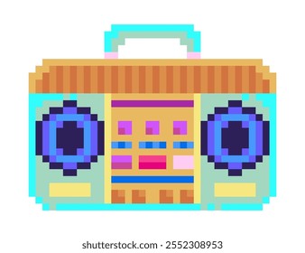 Retro Pixel Art Boombox, Player de música 8-bit Ícone.