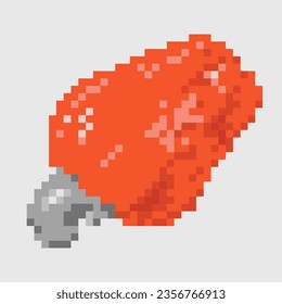 Retro pixel art cashew fruit isolated icons.