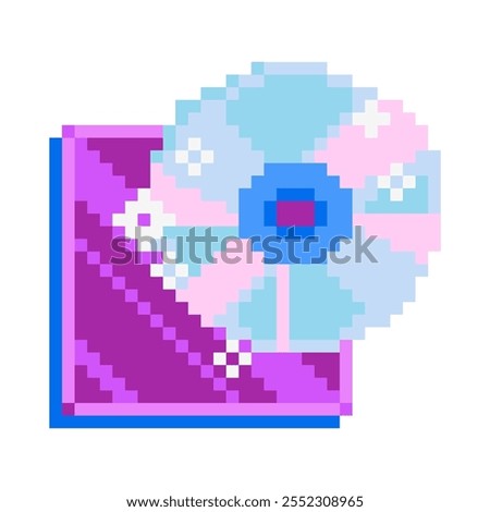 Retro Pixel Art Compact Disc, CD DVD 8-bit Icon.