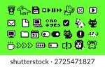 Retro Pixel Art Computer Icons Set with 90s Desktop Aesthetic
