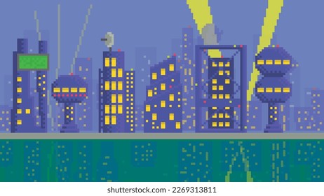 
retro pixel art future city