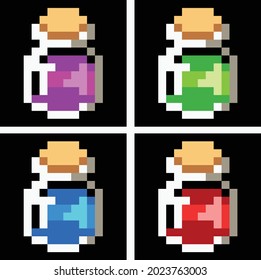 Retro Pixel Art - Game Assets - Mana Health Poison Bottles